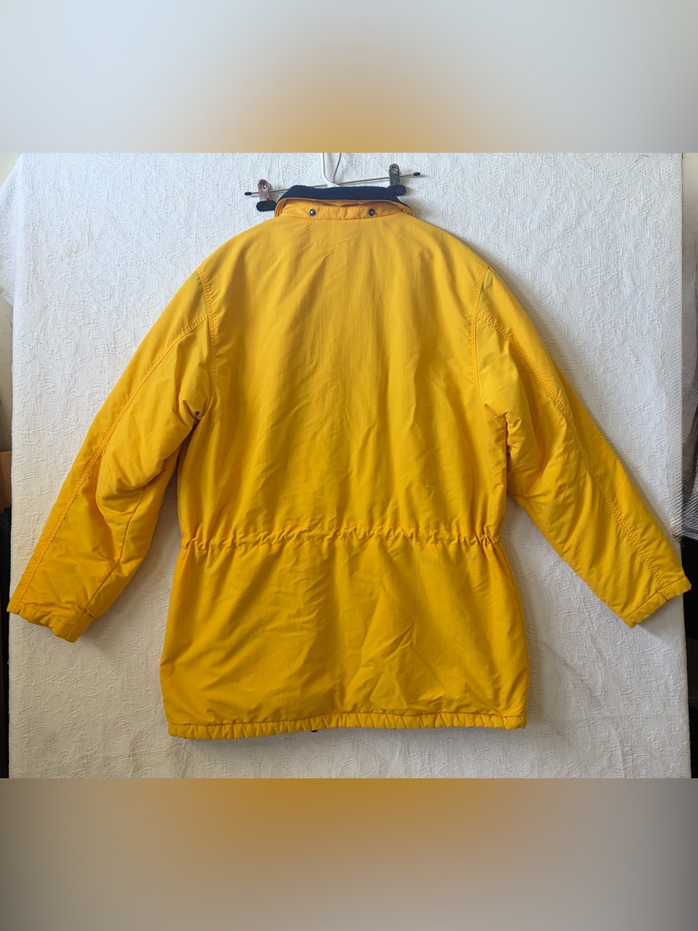 Vintage Land's End Mens Yellow Parka Squall Jacket With Detachable Hood Size XL - Picture 2 of 12